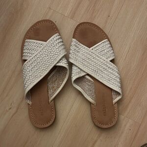 Salt + Umber White Woven Leather Women's Sandals SZ: 6